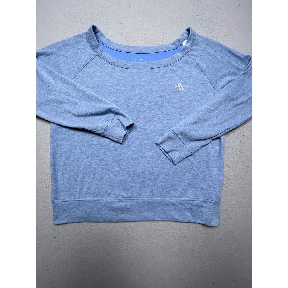 Adidas Sweatshirt Polyester Rayon Blue Heathered Small Womens